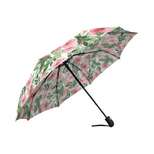 Cute Pink Floral Watercolor Pattern Auto-Foldable Umbrella (Model U04)
