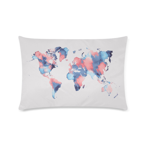 world map Custom Zippered Pillow Case 16"x24"(Twin Sides)