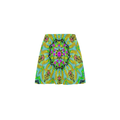 Golden star mandala in fantasy cartoon style Mini Skating Skirt (Model D36)