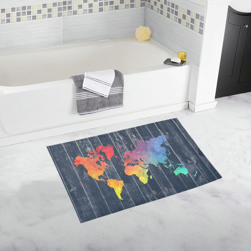 world map Bath Rug 20''x 32''