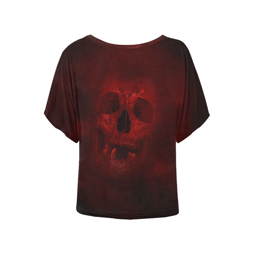 Red Skull Women's Batwing-Sleeved Blouse T shirt (Model T44)