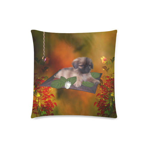 Cute lttle pekinese, dog Custom Zippered Pillow Case 18"x18"(Twin Sides)