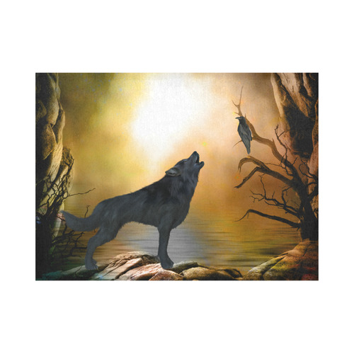 Lonely wolf in the night Placemat 14’’ x 19’’ (Set of 4)