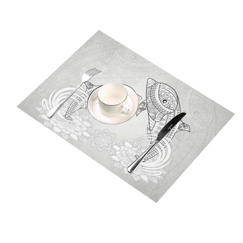 Funny dolphin, mandala design Placemat 14’’ x 19’’ (Set of 4)