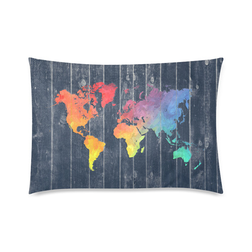 world map Custom Zippered Pillow Case 20"x30"(Twin Sides)