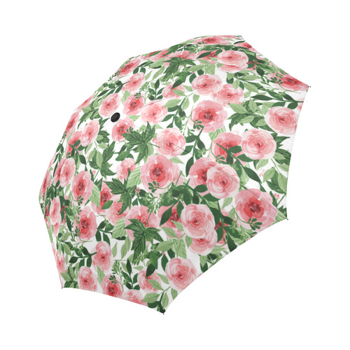 Cute Pink Floral Watercolor Pattern Auto-Foldable Umbrella (Model U04)