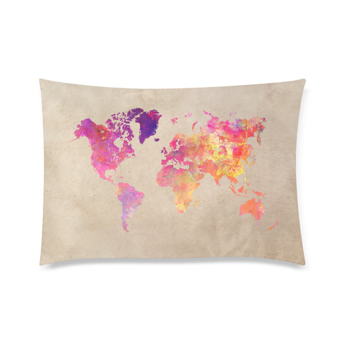 world map Custom Zippered Pillow Case 20"x30"(Twin Sides)