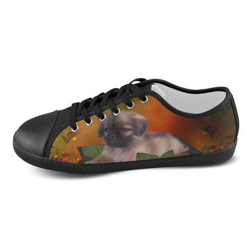 Cute lttle pekinese, dog Canvas Shoes for Women/Large Size (Model 016)