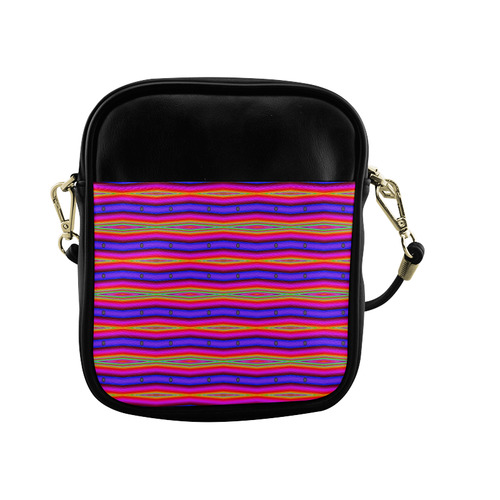 Bright Pink Purple Stripe Abstract Sling Bag (Model 1627)