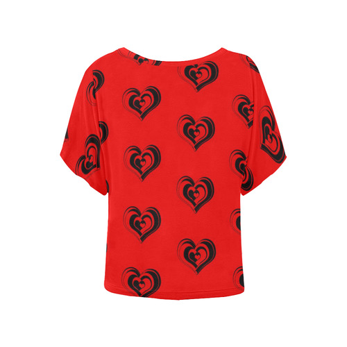 lovely hearts 17B by JamColors Women's Batwing-Sleeved Blouse T shirt (Model T44)