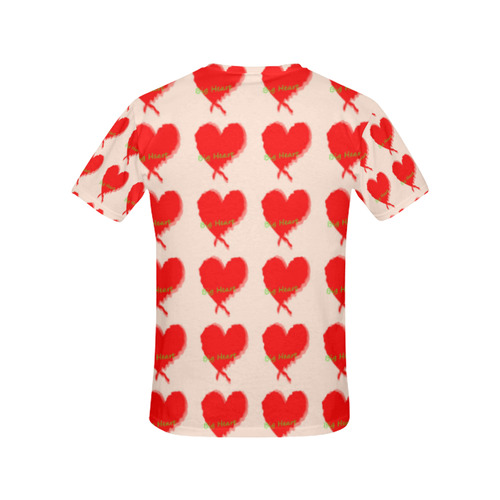 Big Heart All Over Print T-Shirt for Women (USA Size) (Model T40)