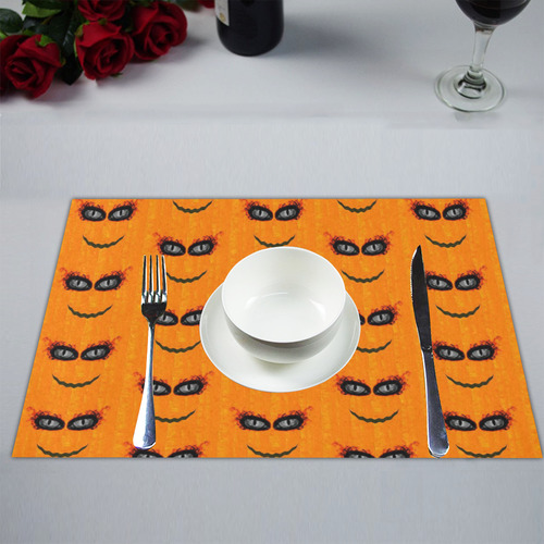 Funny Halloween - Face Pattern 2 by JamColors Placemat 14’’ x 19’’ (Set of 4)