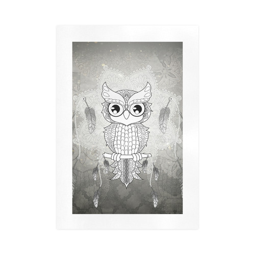 Cute owl, mandala design Art Print 16‘’x23‘’