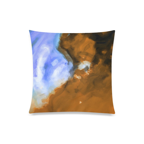 rusty psychedelic splash painting texture abstract background in blue and brown Custom Zippered Pillow Case 20"x20"(Twin Sides)