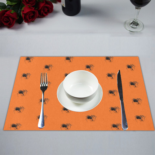 Funny Halloween - Spider Pattern by JamColors Placemat 14’’ x 19’’ (Four Pieces)