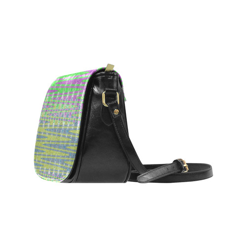 Colorful Pastel Zigzag Waves Pattern Classic Saddle Bag/Small (Model 1648)