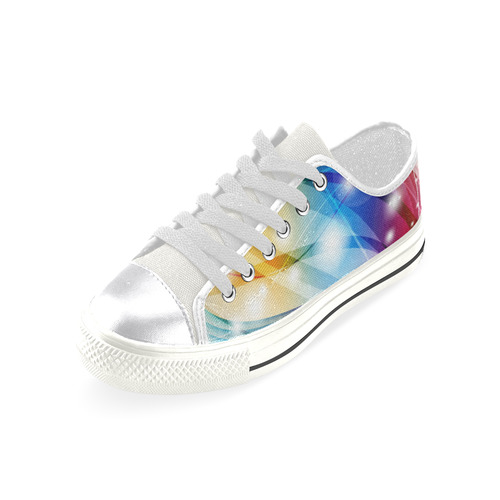 Sparkle Rainbow LoTops White Canvas Women's Shoes/Large Size (Model 018)