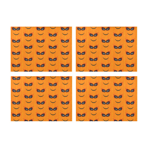 Funny Halloween - Face Pattern 2 by JamColors Placemat 14’’ x 19’’ (Set of 4)