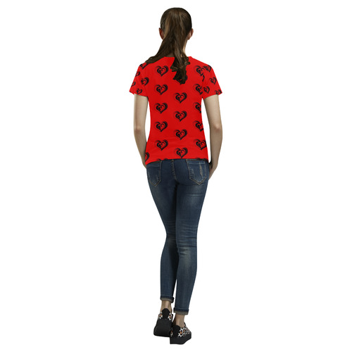 lovely hearts 17B by JamColors All Over Print T-Shirt for Women (USA Size) (Model T40)