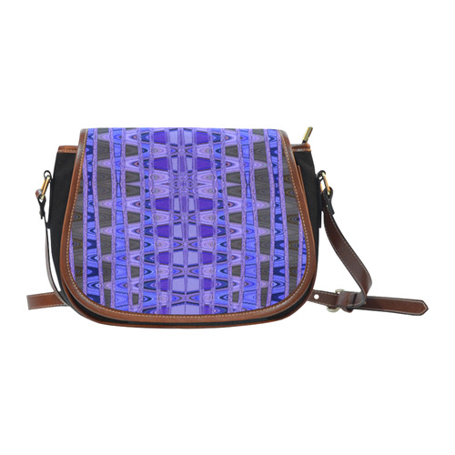 Blue Black Abstract Pattern Saddle Bag/Small (Model 1649)(Flap Customization)