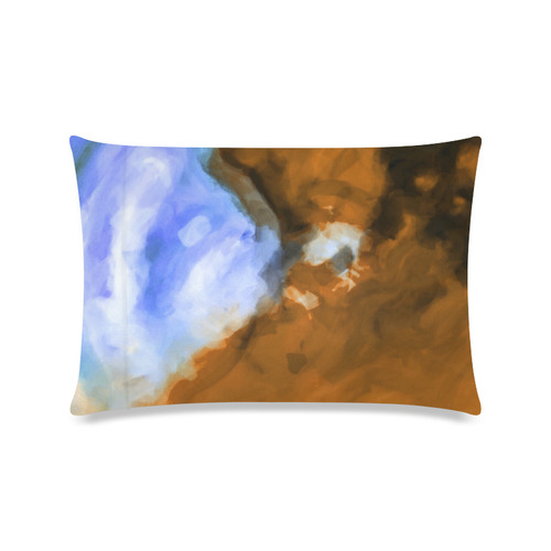 rusty psychedelic splash painting texture abstract background in blue and brown Custom Zippered Pillow Case 16"x24"(Twin Sides)
