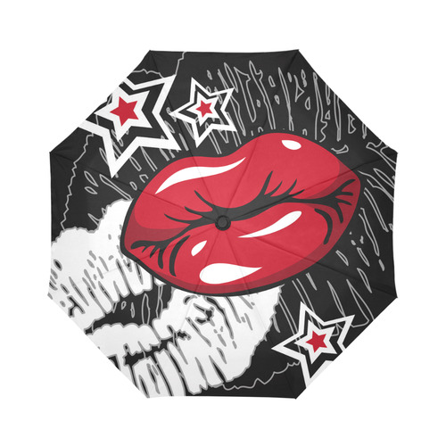 Red Pop Art Kiss Auto-Foldable Umbrella (Model U04)