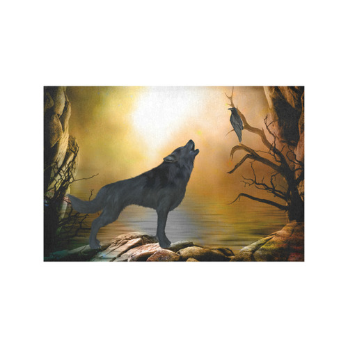 Lonely wolf in the night Placemat 12’’ x 18’’ (Set of 2)