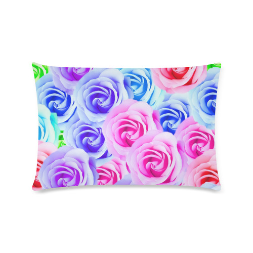 closeup colorful rose texture background in pink purple blue green Custom Rectangle Pillow Case 16"x24" (one side)