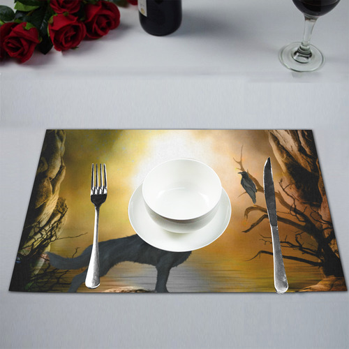 Lonely wolf in the night Placemat 12’’ x 18’’ (Set of 4)