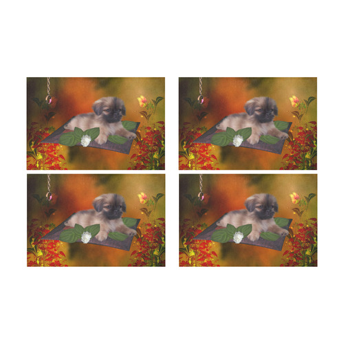 Cute lttle pekinese, dog Placemat 12’’ x 18’’ (Four Pieces)