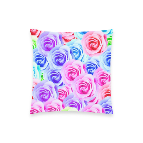 closeup colorful rose texture background in pink purple blue green Custom  Pillow Case 18"x18" (one side) No Zipper
