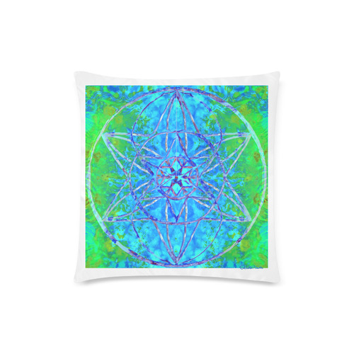 protection in nature colors-teal, blue and green Custom Zippered Pillow Case 18"x18"(Twin Sides)