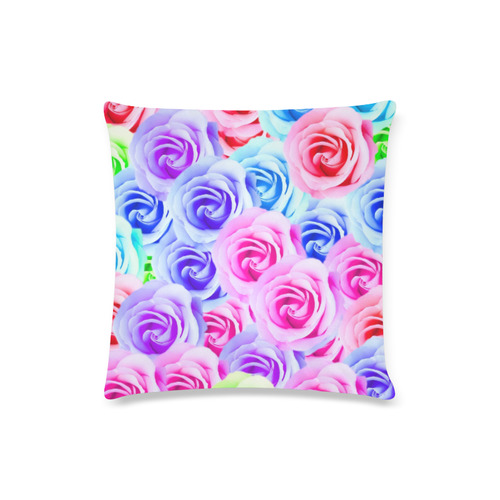 closeup colorful rose texture background in pink purple blue green Custom Zippered Pillow Case 16"x16"(Twin Sides)