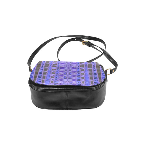 Blue Black Abstract Pattern Classic Saddle Bag/Large (Model 1648)