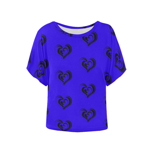 lovely hearts 17D by JamColors Women's Batwing-Sleeved Blouse T shirt (Model T44)