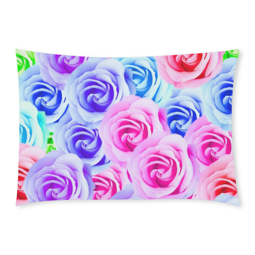 closeup colorful rose texture background in pink purple blue green Custom Rectangle Pillow Case 20x30 (One Side)