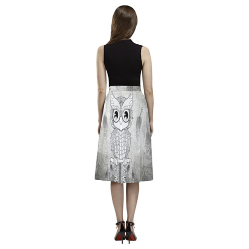 Cute owl, mandala design Aoede Crepe Skirt (Model D16)