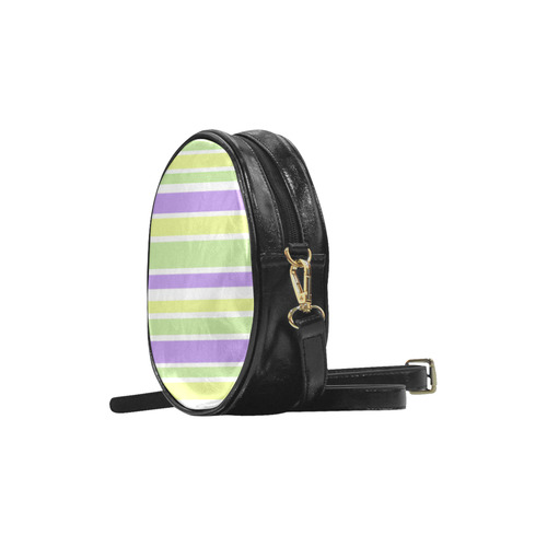 Yellow Green Purple Stripes Pattern Round Sling Bag (Model 1647)