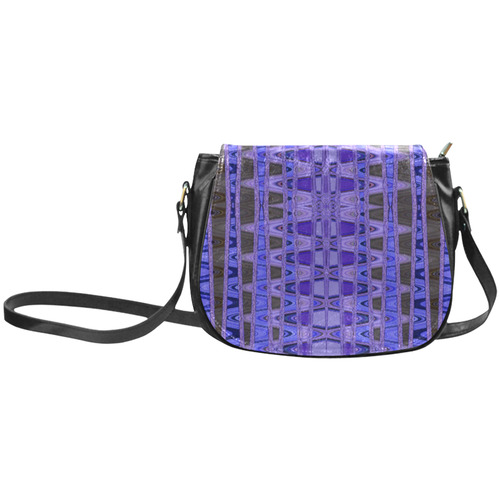 Blue Black Abstract Pattern Classic Saddle Bag/Small (Model 1648)