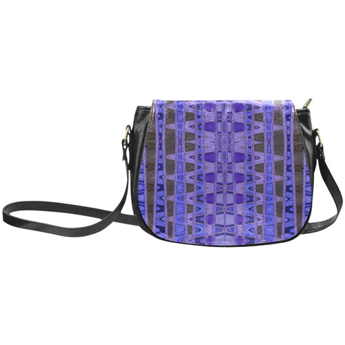 Blue Black Abstract Pattern Classic Saddle Bag/Large (Model 1648)