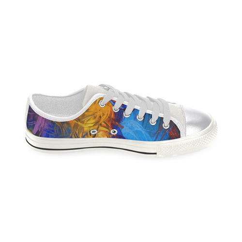 Rainbow Paint Blobs LoTop White Canvas Women's Shoes/Large Size (Model 018)