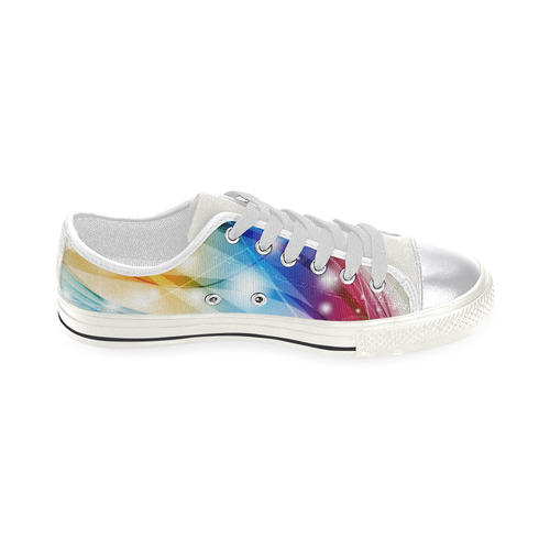 Sparkle Rainbow LoTops White Canvas Women's Shoes/Large Size (Model 018)