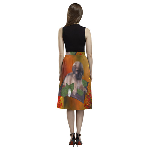 Cute lttle pekinese, dog Aoede Crepe Skirt (Model D16)