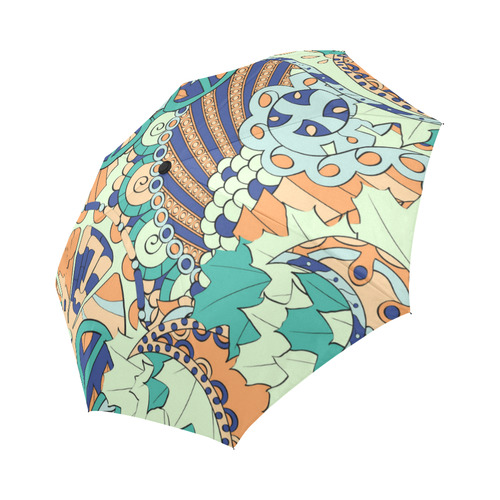 Tracery Pattern Mehndi Ethnic Colorful Doodle Auto-Foldable Umbrella (Model U04)