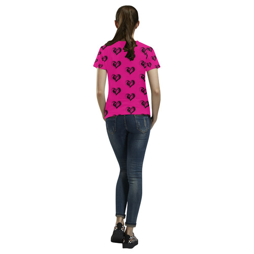 lovely hearts 17A by JamColors All Over Print T-Shirt for Women (USA Size) (Model T40)