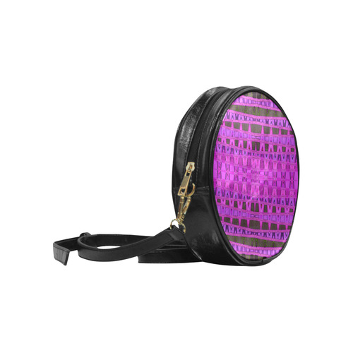 Bright Pink Black Abstract Pattern Round Sling Bag (Model 1647)