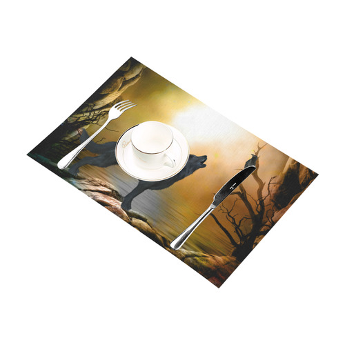 Lonely wolf in the night Placemat 12’’ x 18’’ (Set of 2)