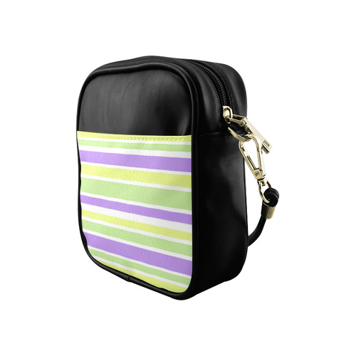 Yellow Green Purple Stripes Pattern Sling Bag (Model 1627)