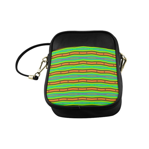 Bright Green Orange Stripes Pattern Abstract Sling Bag (Model 1627)