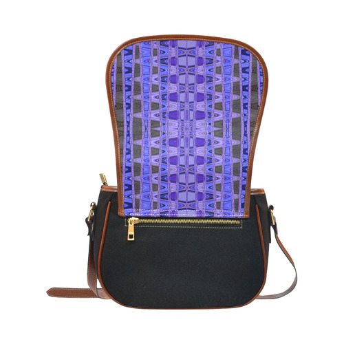 Blue Black Abstract Pattern Saddle Bag/Small (Model 1649)(Flap Customization)